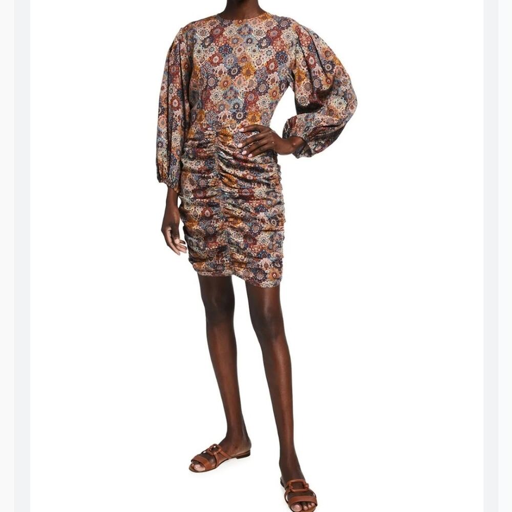 Rhode Sasha Paisley Ruched Dress (XS)